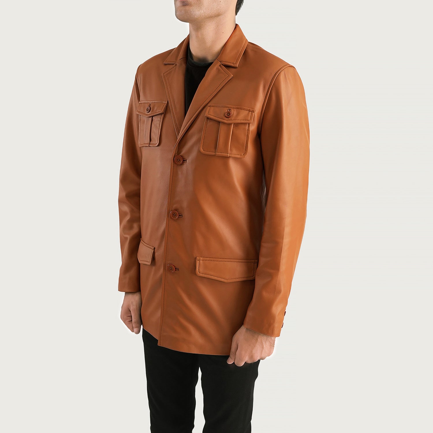 Ray Cutler Tan Brown Leather Blazer 2