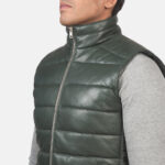 Reeves Green Leather Puffer Vest 6