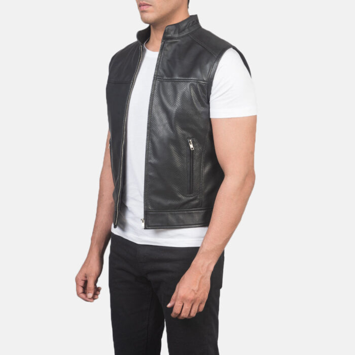 Roland Black Leather Biker Vest 2