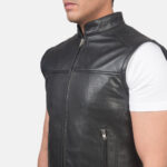 Roland Black Leather Biker Vest 6