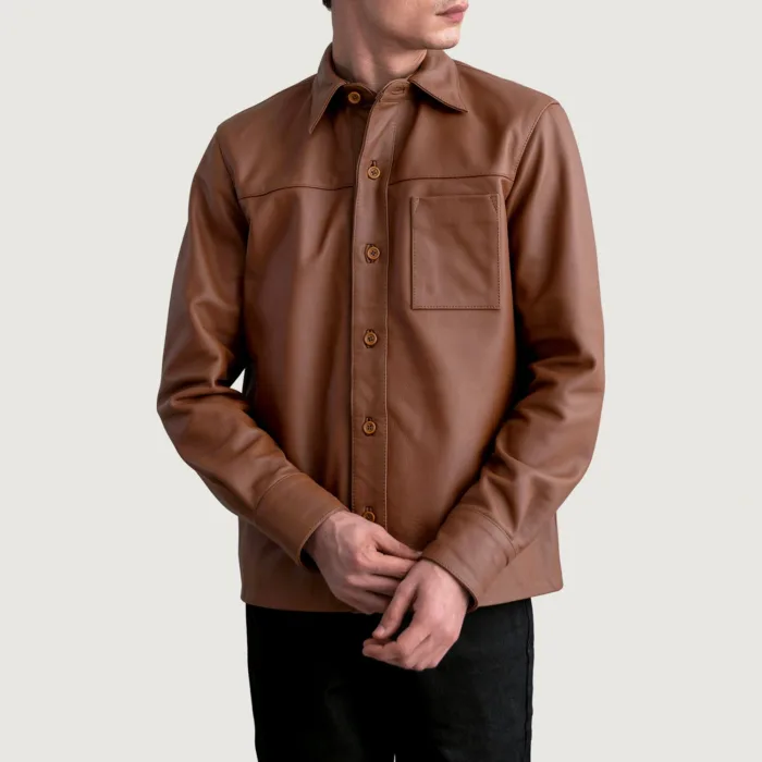 Scout Matte Brown Leather Shirt 3