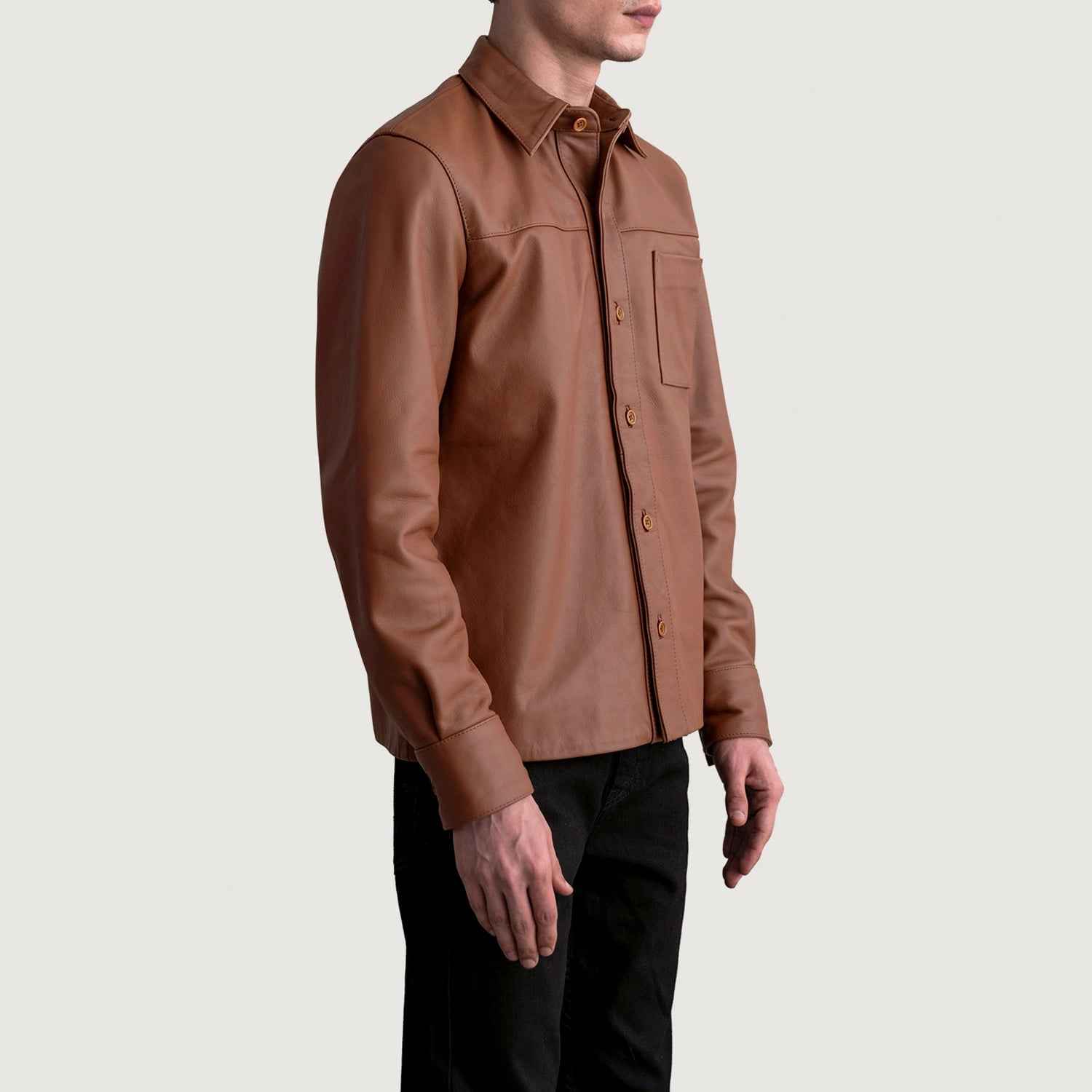 Scout Matte Brown Leather Shirt 2