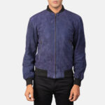 Shane Blue Suede Bomber Jacket 4