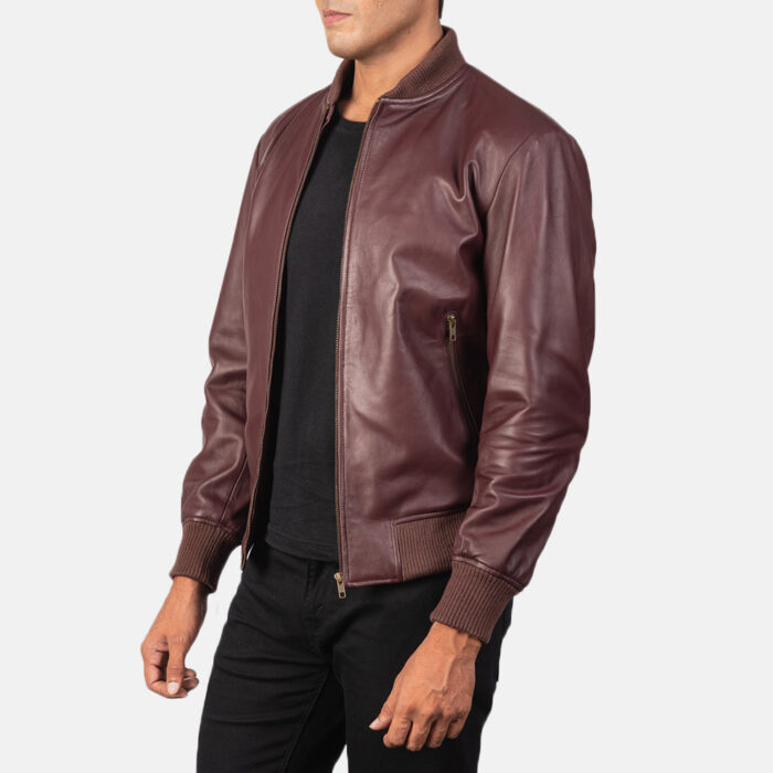 [FS] Shane Maroon Leather Bomber Jacket 2