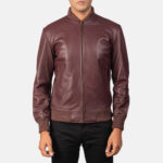 [FS] Shane Maroon Leather Bomber Jacket 4