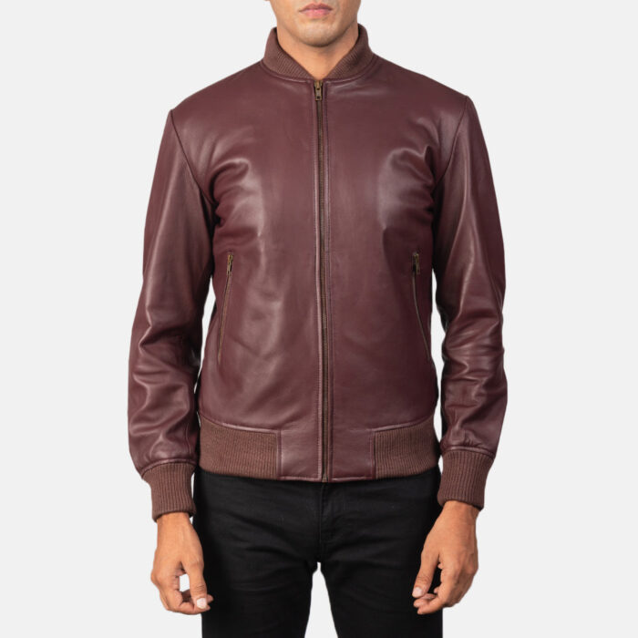[FS] Shane Maroon Leather Bomber Jacket 4