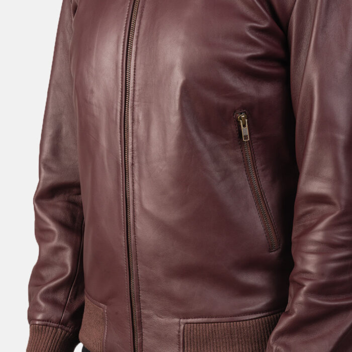 [FS] Shane Maroon Leather Bomber Jacket 6