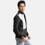 Spade Silver Black Leather Bomber Jacket 2