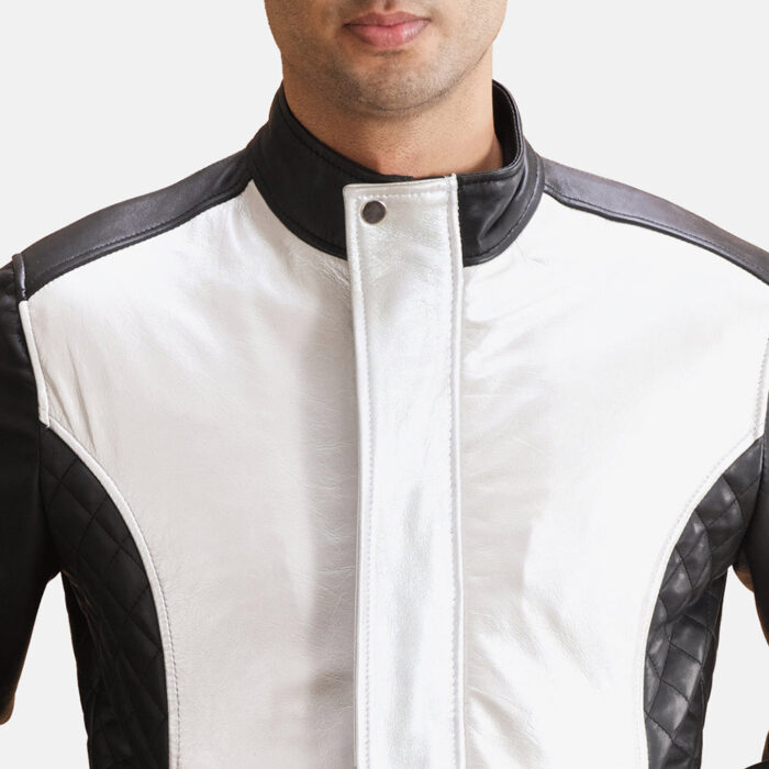 Spade Silver Black Leather Bomber Jacket 5