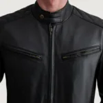 Sven Black Leather Bomber Jacket 5