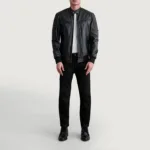 Sven Black Leather Bomber Jacket 4