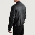 Sven Black Leather Bomber Jacket 6