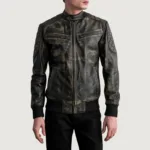 Sven Distressed Brown Leather Bomber Jacket 3