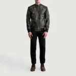 Sven Distressed Brown Leather Bomber Jacket 4