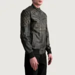 Sven Distressed Brown Leather Bomber Jacket 2