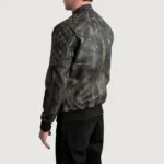 Sven Distressed Brown Leather Bomber Jacket 6