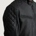 Sven Tumbled Black Leather Bomber Jacket 5