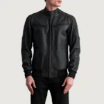 Sven Tumbled Black Leather Bomber Jacket 3