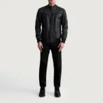 Sven Tumbled Black Leather Bomber Jacket 4