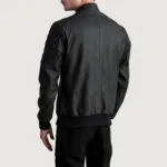 Sven Tumbled Black Leather Bomber Jacket 6