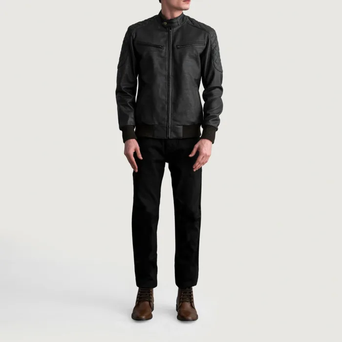 Sven Tumbled Brown Leather Bomber Jacket 4
