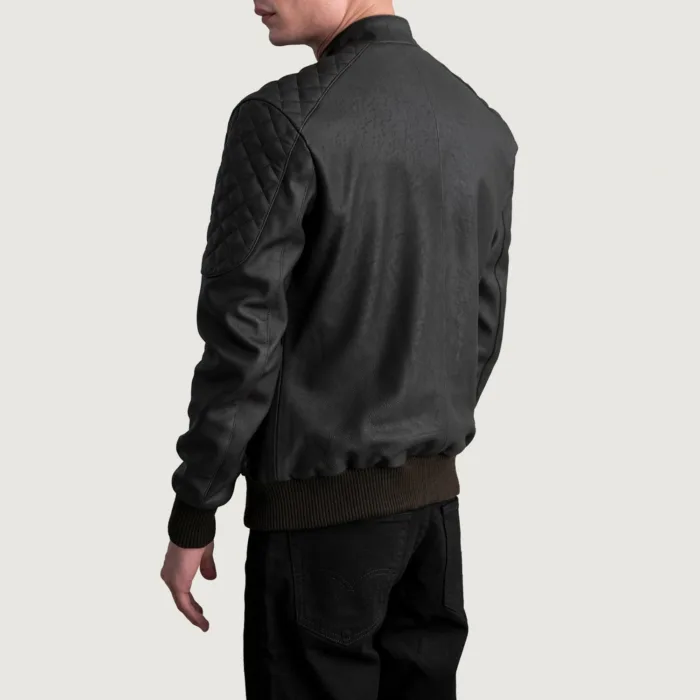 Sven Tumbled Brown Leather Bomber Jacket 6