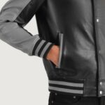 Terrance Black & Grey Leather Varsity Jacket 6