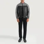 Terrance Black & Grey Leather Varsity Jacket 3