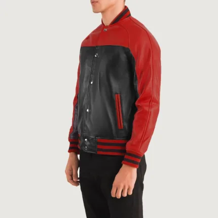 Terrance Black & Red Leather Varsity Jacket 2