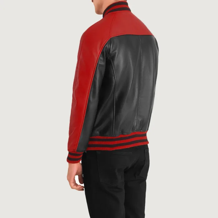Terrance Black & Red Leather Varsity Jacket 4