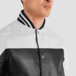 Terrance Black & White Leather Varsity Jacket 6