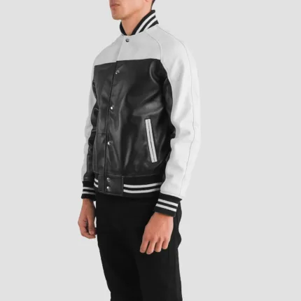 Terrance Black & White Leather Varsity Jacket 2