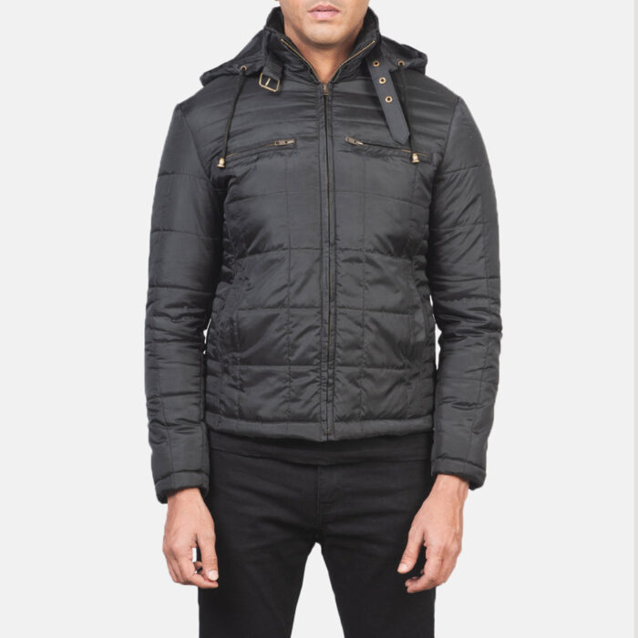 Alps Quilted Black Hooded Windbreaker Jacket 4