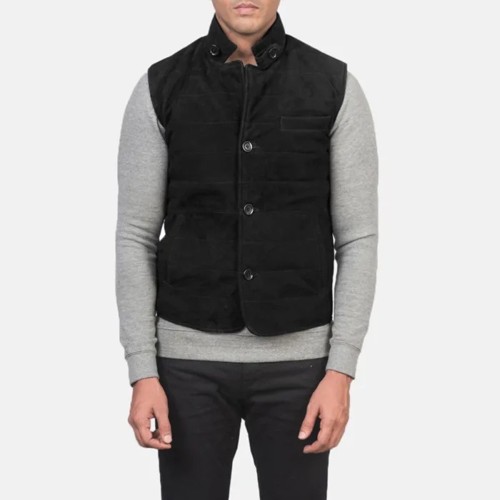 Tony Black Suede Vest 4