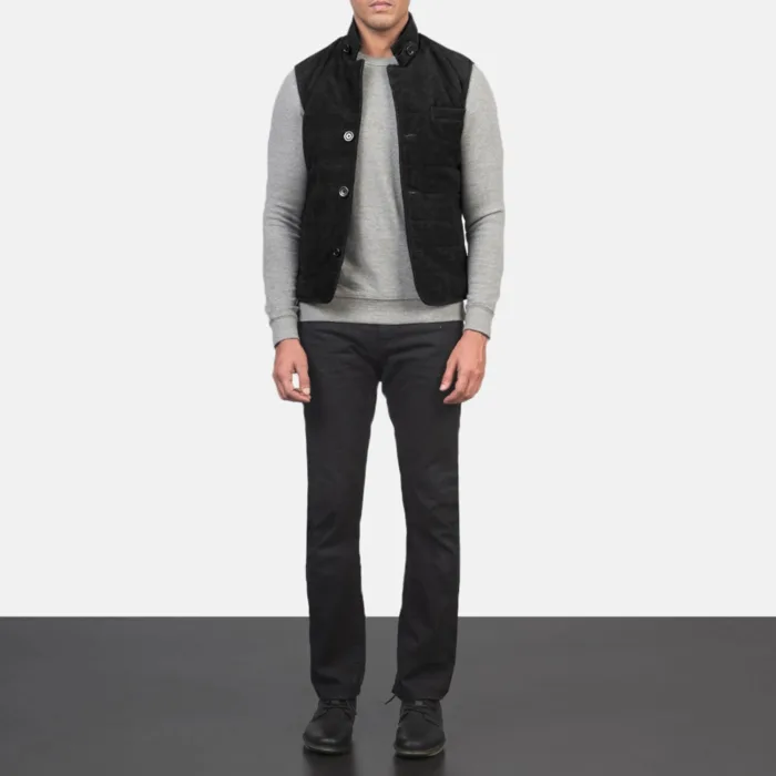 Tony Black Suede Vest 3