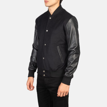 Vaxton Black Hybrid Varsity Jacket 2