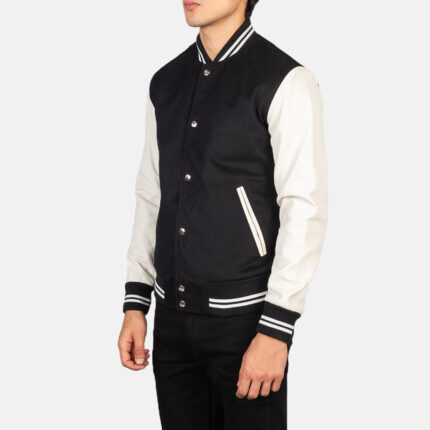 Vaxton Black & White Hybrid Varsity Jacket 2