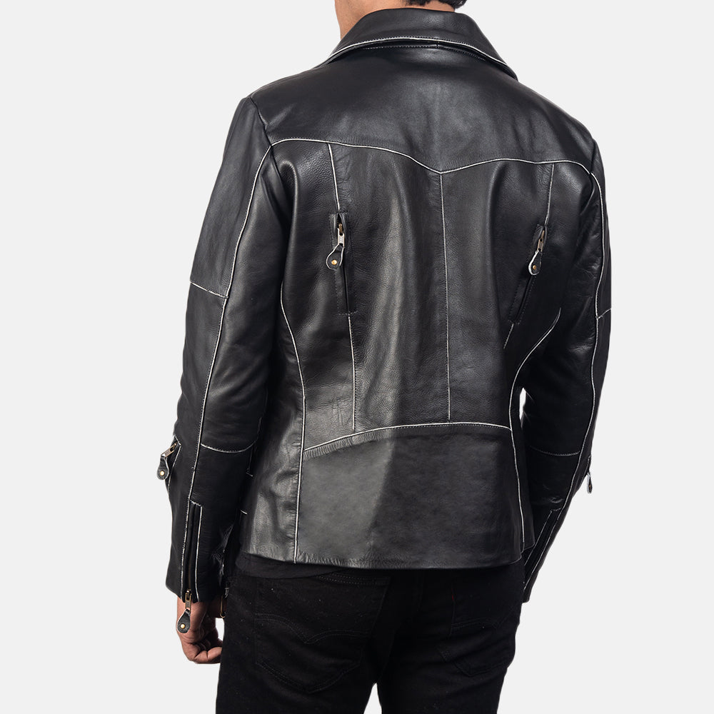 Vincent Black Leather Biker Jacket 6