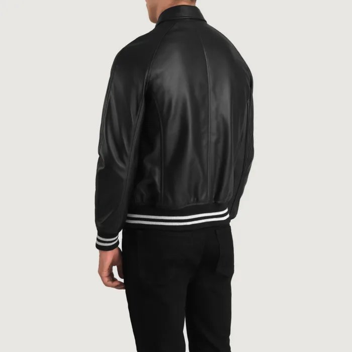 Walton Black Leather Varsity Jacket 5