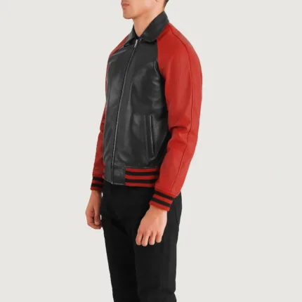 Walton Black & Red Leather Varsity Jacket 2