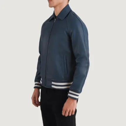 Walton Blue Leather Varsity Jacket 2