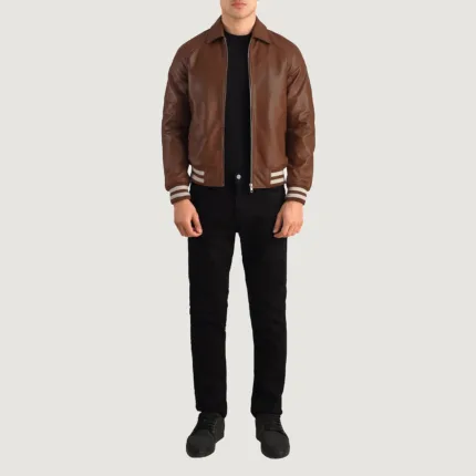 Walton Brown Leather Varsity Jacket 2