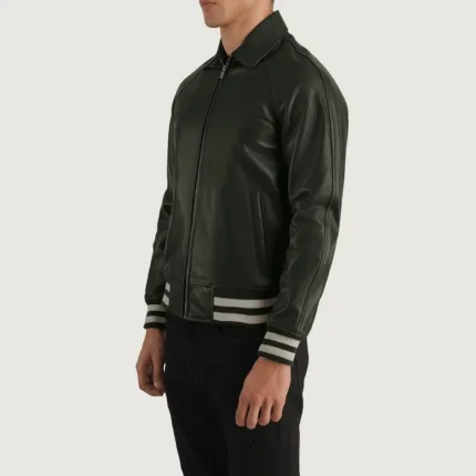 Walton Green Leather Varsity Jacket 2