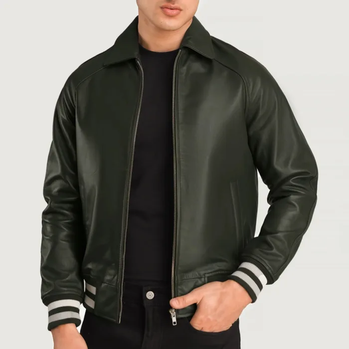 Walton Green Leather Varsity Jacket 3