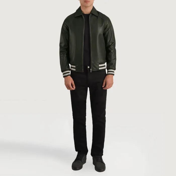 Walton Green Leather Varsity Jacket 4