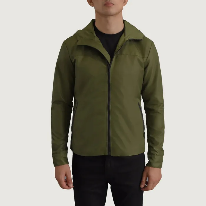 Wesley Green Hooded Windbreaker Jacket 4