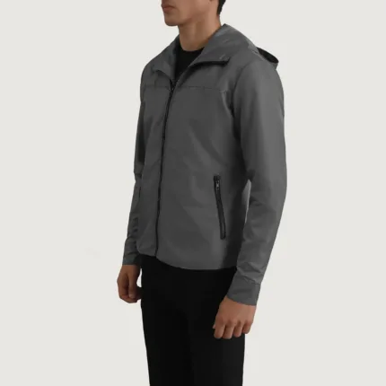 Wesley Grey Hooded Windbreaker Jacket 2
