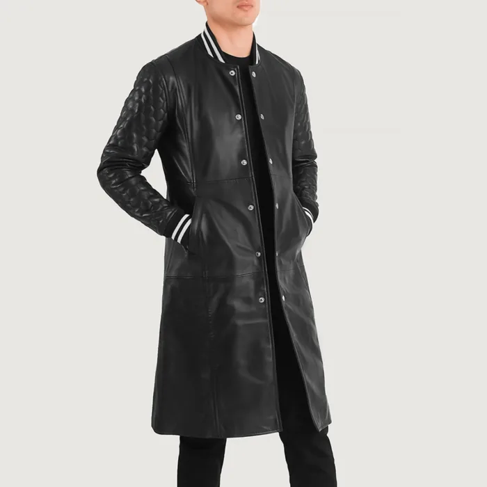 Wilde Black Leather Varsity Coat 3
