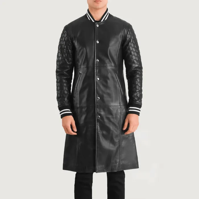 Wilde Black Leather Varsity Coat 4