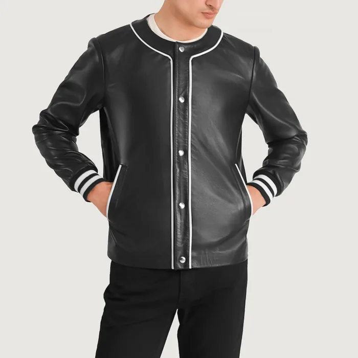 Willis Black Leather Varsity Jacket 4